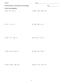 Polynomials: Factoring by Grouping
