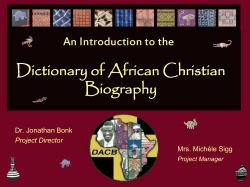 Introduction to the DACB - Dictionary of African Christian Biography