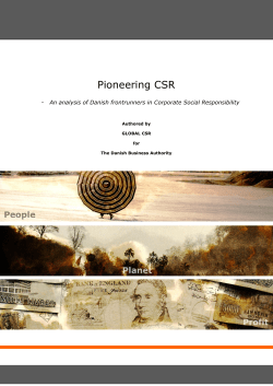 Pioneering CSR - an analysis of Danish frontrunners ind Corporate