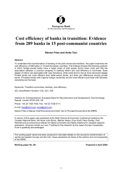 Cost efficiency of banks in transition [EBRD