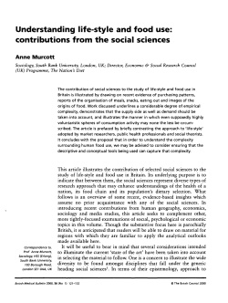 Understanding life-style and food use: contributions from the social