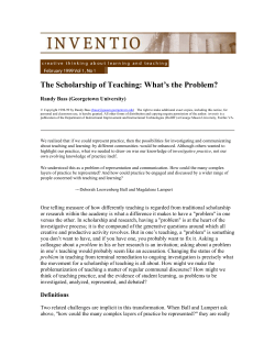 The Scholarship of Teaching: What`s the Problem?
