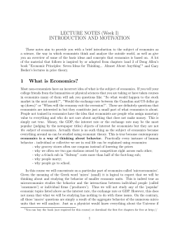 LECTURE NOTES (Week I) INTRODUCTION AND