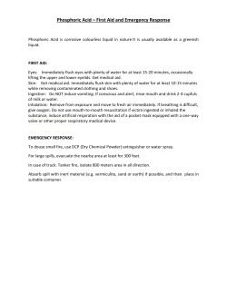 Phosphoric Acid &ndash; First Aid and Emergency Response