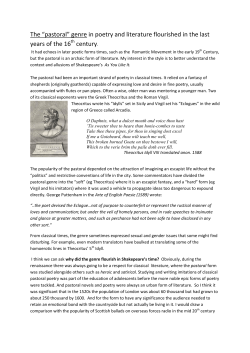 The &ldquo;pastoral&rdquo; genre in poetry and literature flourished in the last