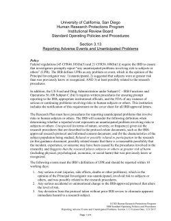 SOPP, section 3.13, Reporting Adverse Events and