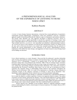 A PHENOMENOLOGICAL ANALYSIS OF THE EXPERIENCE OF
