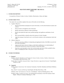 OLD TESTAMENT HISTORY I BE 102 GA