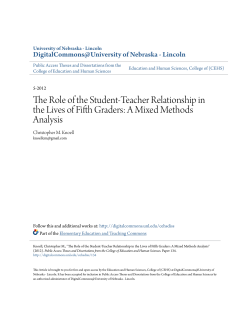 The Role of the Student-Teacher Relationship in the Lives of Fifth