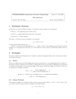 Approximate dynamic programming (lecture notes)