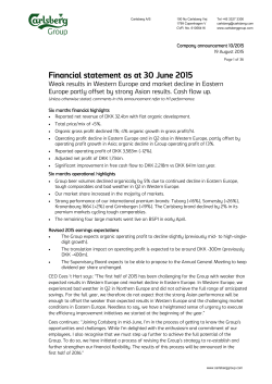 Financial statement as at 30 June 2015