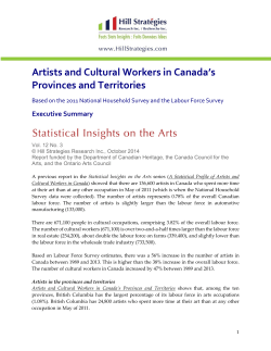 Artists and Cultural Workers in Canada`s Provinces and Territories