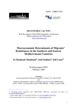 Macroeconomic Determinants of Migrants` Remittances in the