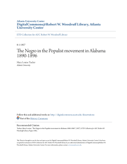 The Negro in the Populist movement in Alabama 1890
