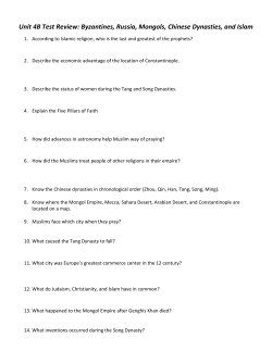 Unit 4B Test Review: Byzantines, Russia, Mongols
