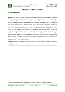 issn: 2278-6236 voluntary sampling design