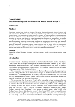 COMMENTARY Should we safeguard `the idea of the Anzac biscuit