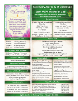 February 26, 2017 - St. Mary, Mother of God Parish, Yatesboro