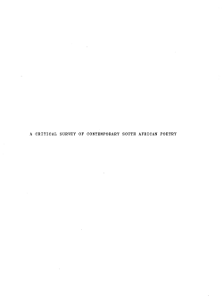 A Critical Survey of Contemporary South African Poetry