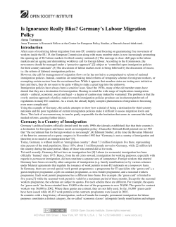 Germany`s Labour Migration Policy