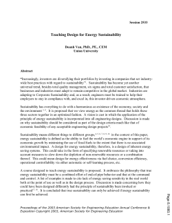 Teaching Design For Energy Sustainability
