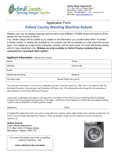 Oxford County Washing Machine Rebate
