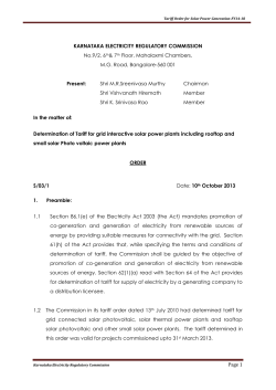 KERC Tariff Order 10-Oct-2013 - Karnataka Renewable Energy