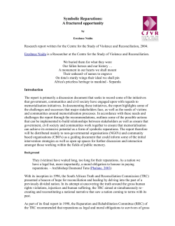 Symbolic Reparations: A fractured opportunity