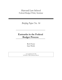 Earmarks in the Federal Budget Process