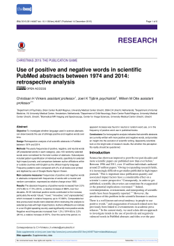 Use of positive and negative words in scientific PubMed