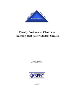 Faculty Professional Choice in Teaching That Foster Student Success
