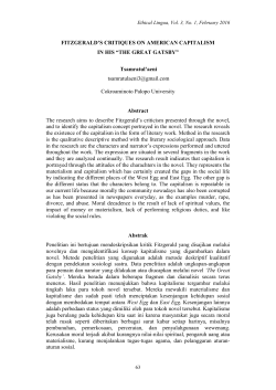 FITZGERALD`S CRITIQUES ON AMERICAN CAPITALISM IN HIS