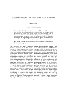 chomsky s program for syntax: the state of the art