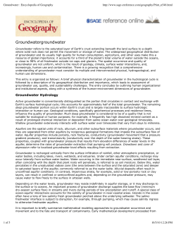 Groundwater : Encyclopedia of Geography