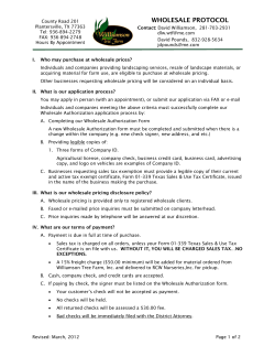 WHOLESALE PROTOCOL - Williamson Tree Farm