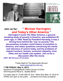 Join us for: &ldquo; Michael Harrington and Today`s Other America &rdquo;