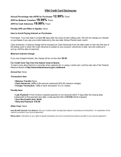 VISA Credit Card Disclosures