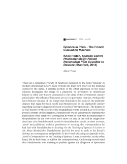 Spinoza in Paris - The French Evaluation Machine Knox Peden