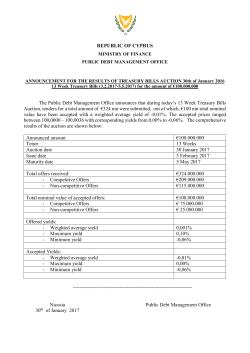 Auction results 13 week Treasury Bills