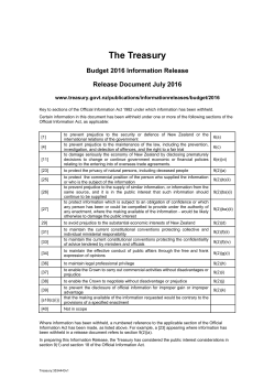 Budget 2016 Information Release