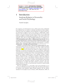 Introduction: Studying Religion in Personality and Social