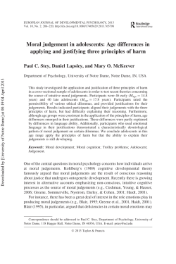 Moral judgement in adolescents: Age differences in applying and