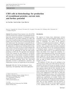 CHO cells in biotechnology for production of recombinant proteins