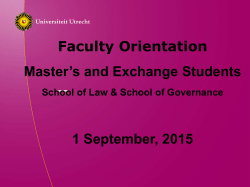 Faculty Orientation Master`s and Exchange Students 1 September
