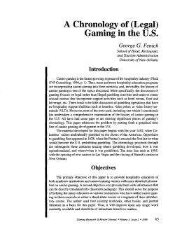 A Chronology of (Legal) Gaming in the US