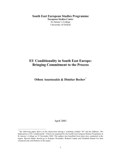 EU Conditionality in South East Europe