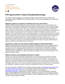 PhD opportunities in Space Geodesy/Seismology