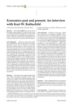Economics past and present: An interview with Kurt W. Rothschild