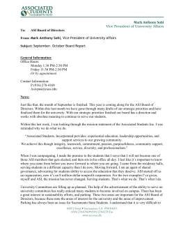 Mark Anthony Sohl Vice President of University Affairs To: ASI Board