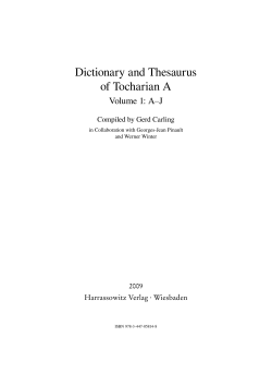 Dictionary and Thesaurus of Tocharian A
